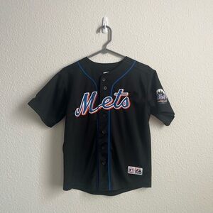 Majestic Mets Beltran #15 youth 10/12 Black Jersey with Blue and Red Logo